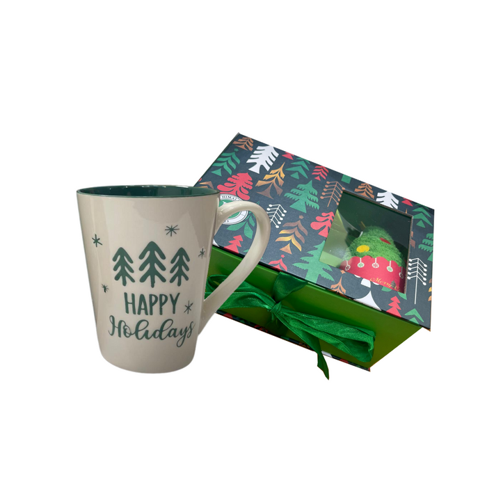 Christmas Box Happy Holiday con Mug e Tovaglietta