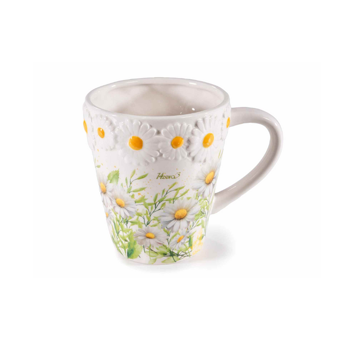 Tazza in ceramica 480ml con margherite in rilievo