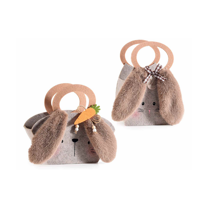 Borsetta in panno a coniglietto con morbide orecchie eco-fur