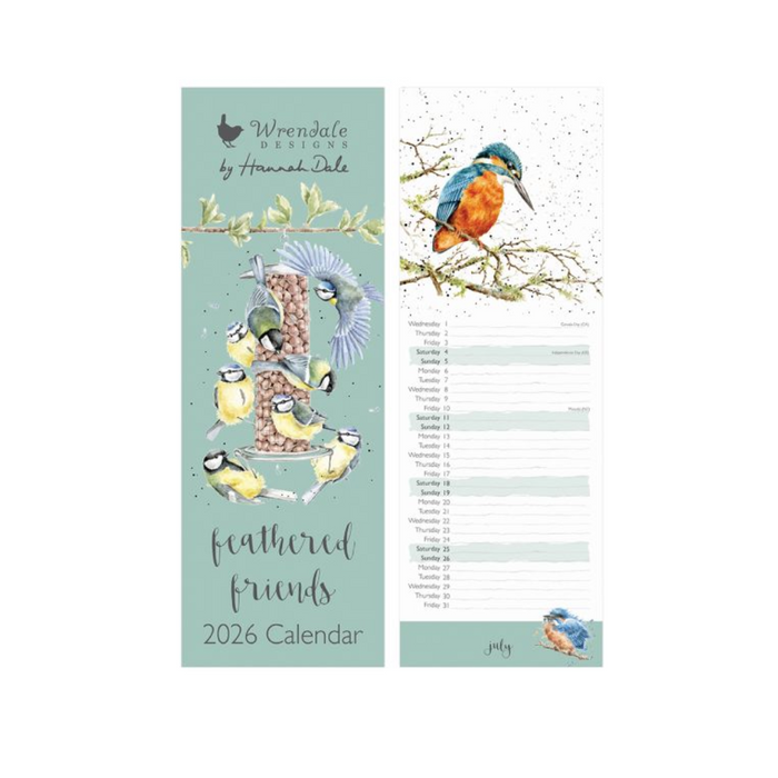 Calendario sottile 'Feathered Friends' 2026