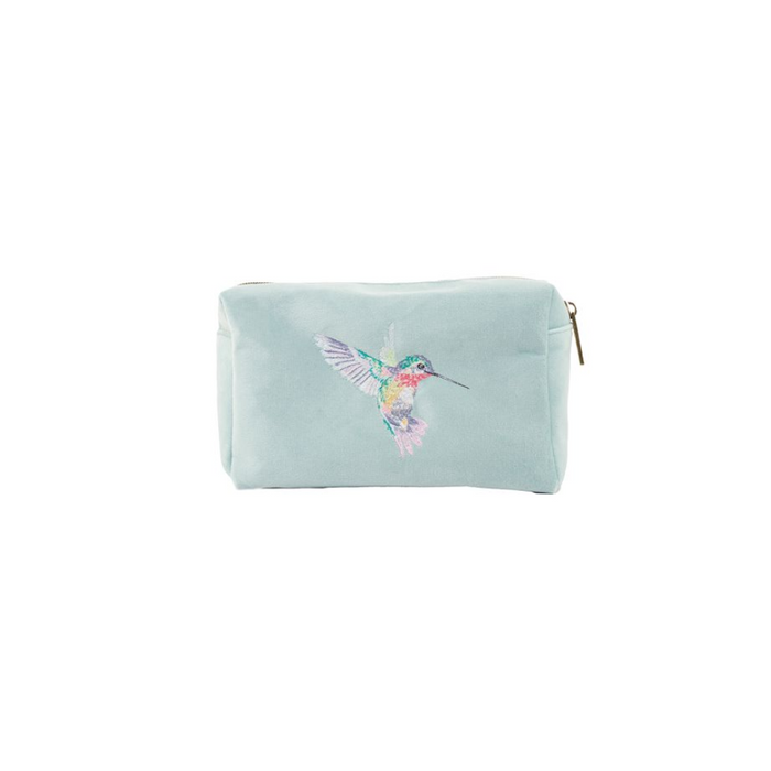 Borsa per il trucco ricamo colibrì "Wisteria Wishes"