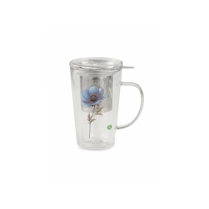 Infusiera in Vetro Doppio Muro Anemone Blu Rituali Botanici