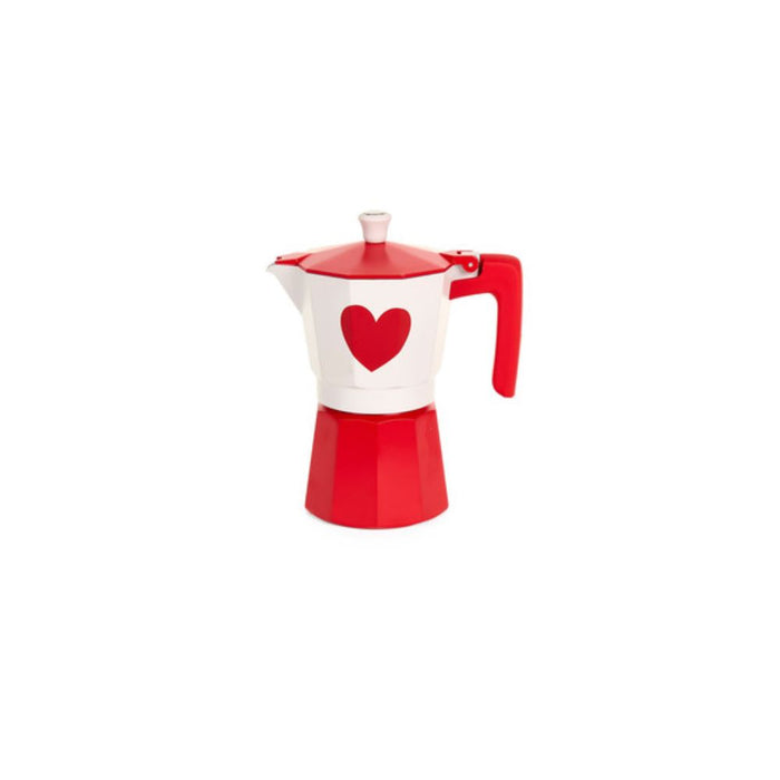 Moka Caffè “Cuore Rosso” in Alluminio – 3 Tazze
