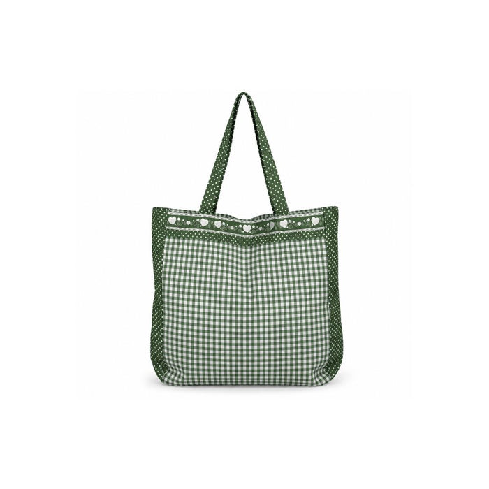 Borsa in Tessuto Verde a Quadretti – Tati Verde e Demetra Tortora