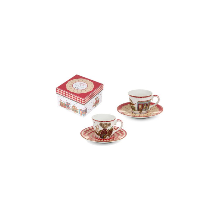Set 2 Tazzine con Piattino in Ceramica e Scatola Regalo – Vintage Toys