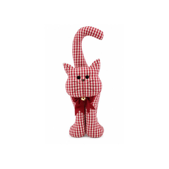 Gatto Ottone Fermaporta in Tessuto a Quadretti